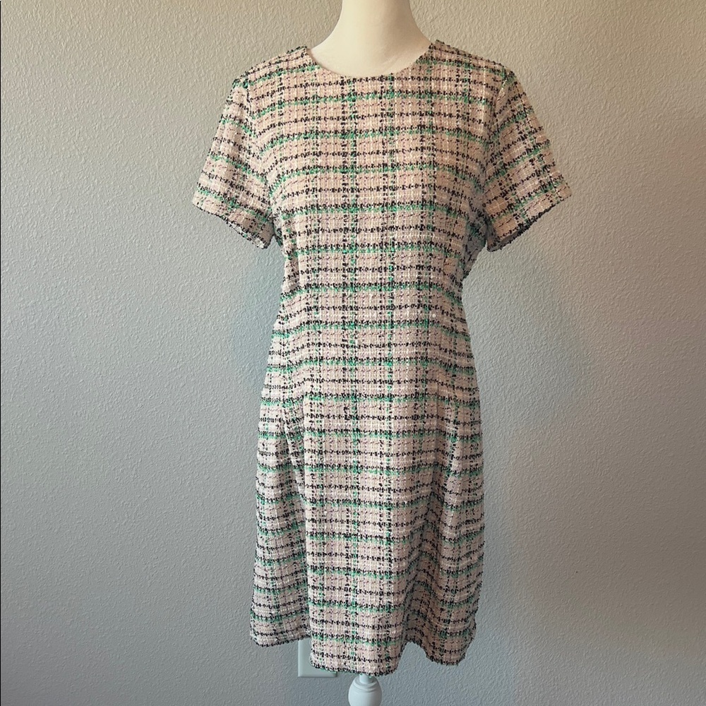 Ann Taylor Multicolor Tweed Pleated Skirt Dress Size 8 NWT